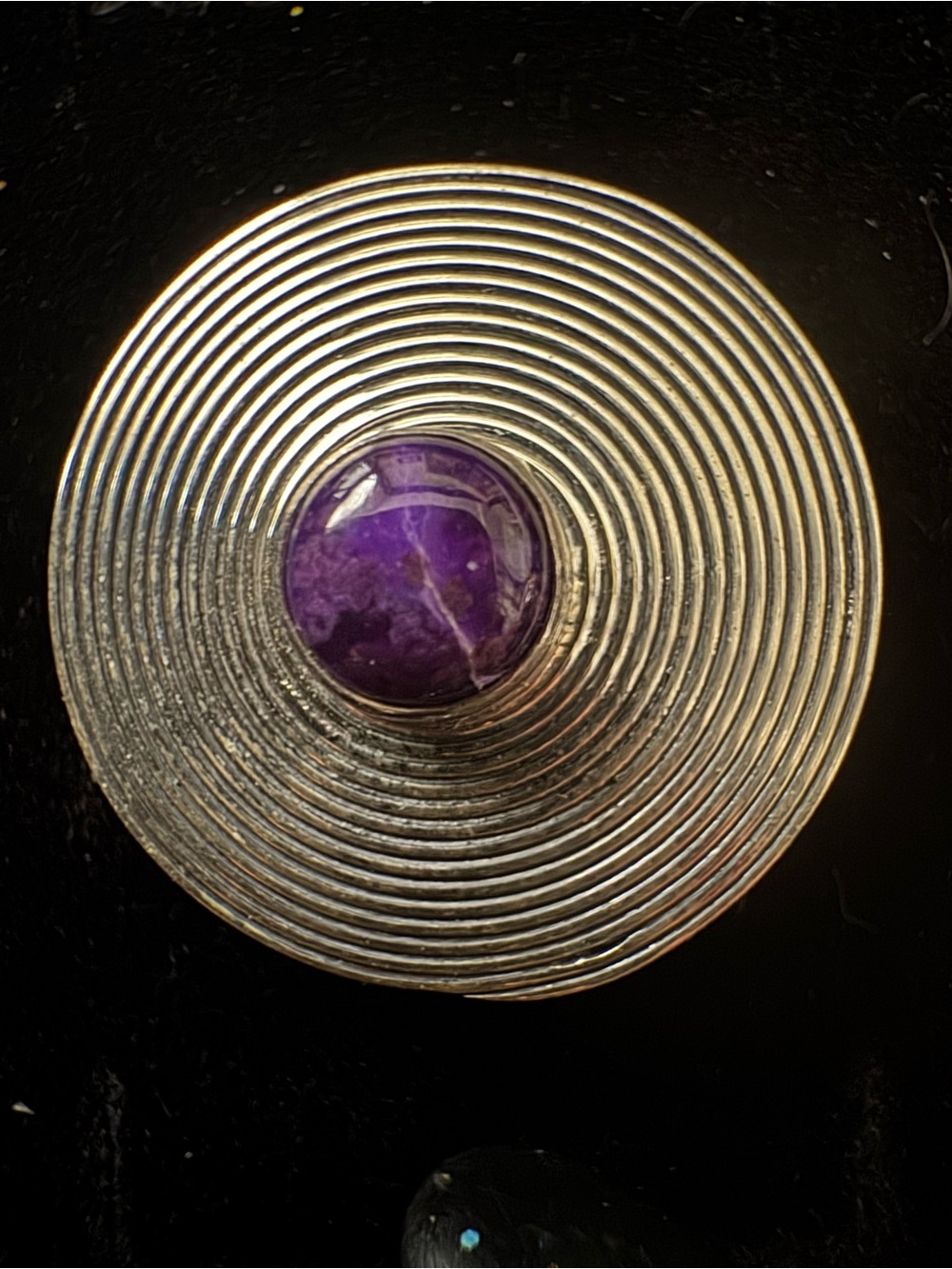 Sterling Silver Spiral‎ Ring with Purple sugilite Stone